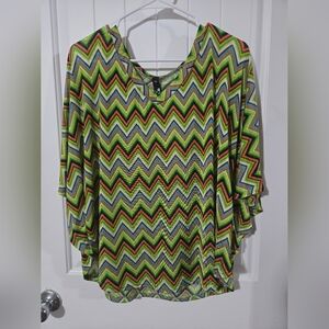 in9 Chevron Boho Top PXL | Colorful Zigzag Tunic Blouse Retro Festival
